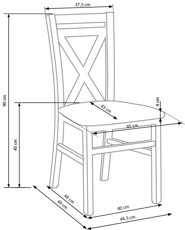 2-jų kėdžių komplektas Halmar Dariusz, ąžuolo/pilkos spalvos kaina ir informacija | Virtuvės ir valgomojo kėdės | pigu.lt