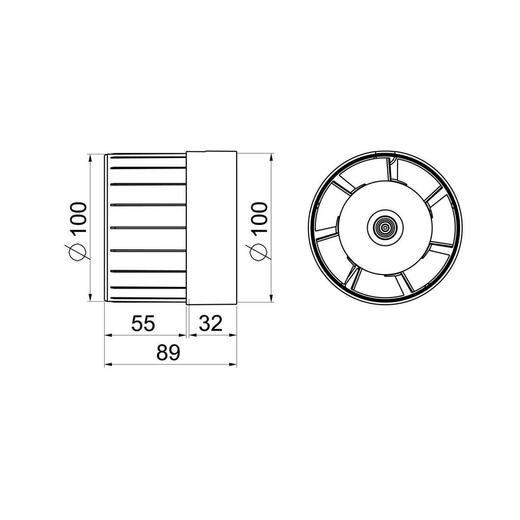 Kanalinis ventiliatorius Awenta WKA 100T, 100mm kaina ir informacija | Vonios ventiliatoriai | pigu.lt