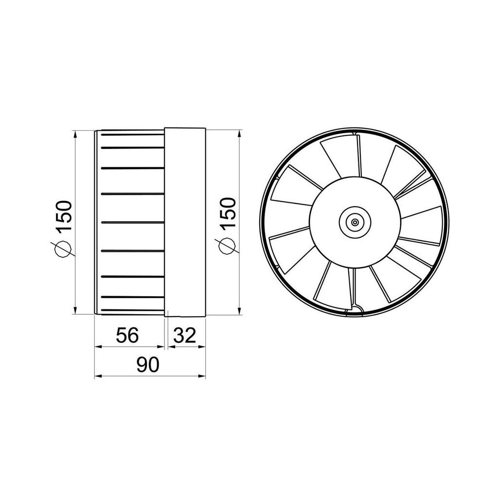 Kanalinis ventiliatorius Awenta WKA 150, 150mm цена и информация | Vonios ventiliatoriai | pigu.lt