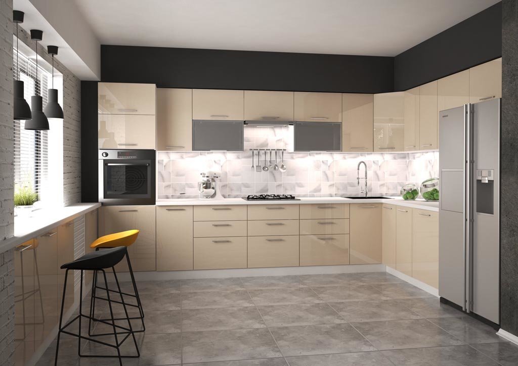 Virtuvinė spintelė Halmar Vento DP 60/214 cm, smėlio/baltos spalvos kaina ir informacija | Virtuvinės spintelės | pigu.lt