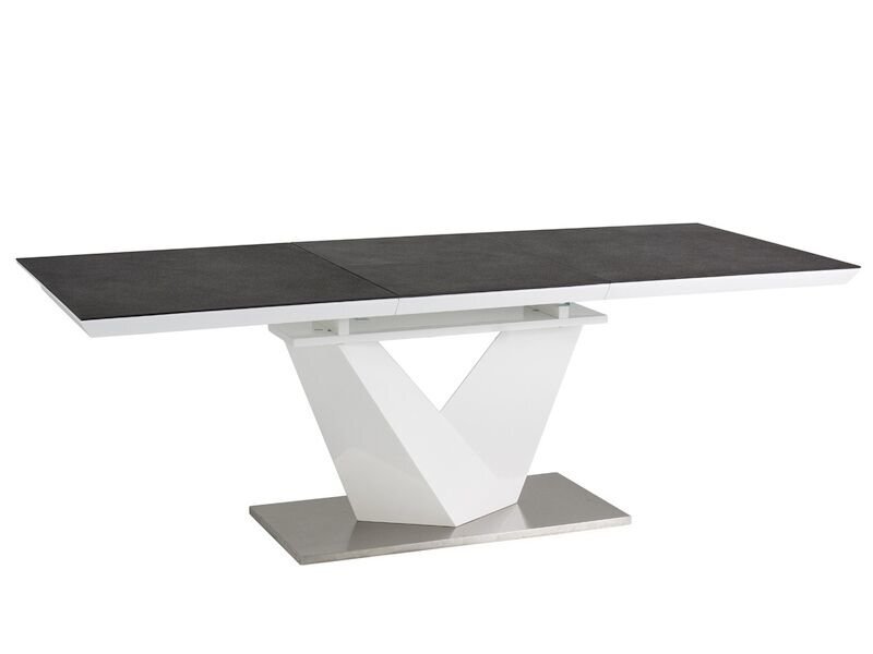 Išskleidžiamas stalas Signal Meble Alaras II, 140 cm, baltas/pilkas цена и информация | Virtuvės ir valgomojo stalai, staliukai | pigu.lt