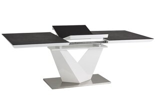 Išskleidžiamas stalas Signal Meble Alaras II, 140 cm, baltas/pilkas kaina ir informacija | Virtuvės ir valgomojo stalai, staliukai | pigu.lt