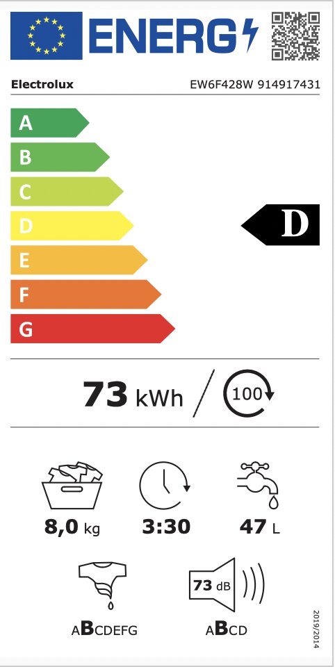 Electrolux EW6F428W kaina ir informacija | Skalbimo mašinos | pigu.lt