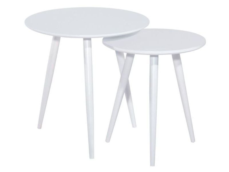2-jų staliukų komplektas Signal Meble Cleo, baltas kaina ir informacija | Kavos staliukai | pigu.lt