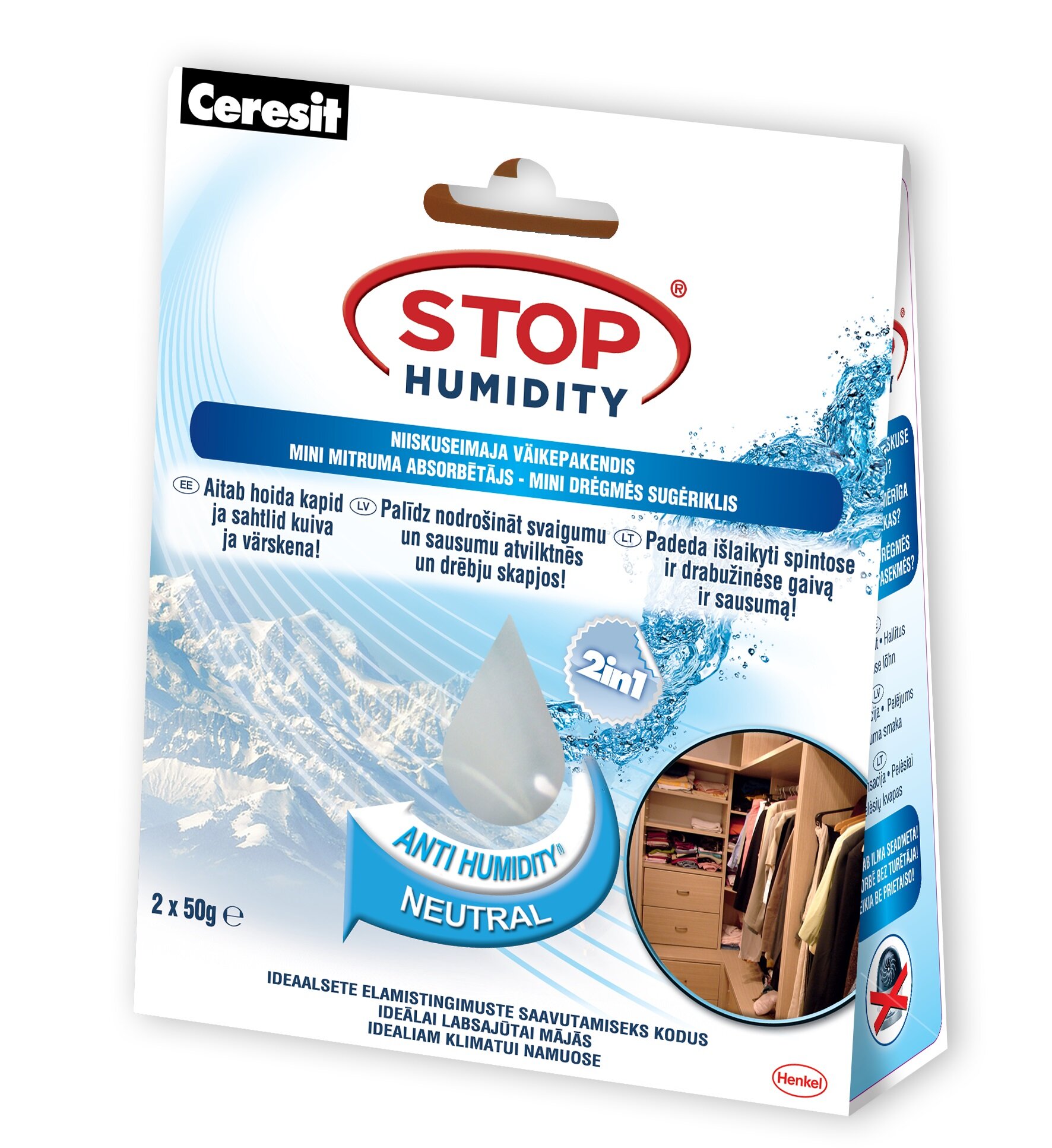 Drėgmės sugėriklis Stop Humidity Mini Neutral 2x50g. kaina | pigu.lt