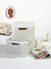 Коробка с крышкой Style M 39,3x29,3x18,7cм, кремовая цена и информация | Ящики для вещей | pigu.lt