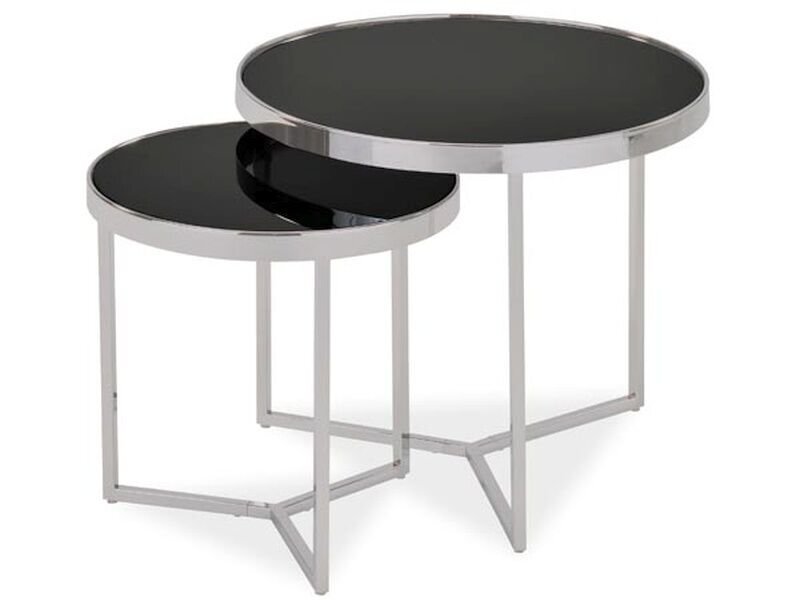2-jų staliukų komplektas Signal Meble Delia II, juodas/pilkas kaina ir informacija | Kavos staliukai | pigu.lt