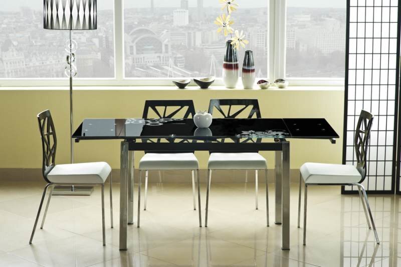 Išskleidžiamas stalas Signal Meble Gd-017, juodas kaina ir informacija | Virtuvės ir valgomojo stalai, staliukai | pigu.lt