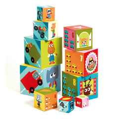 Обучающие картонные кубики Djeco DJ08508 «Транспортные средства», 10 шт. цена и информация | Игрушки для малышей | pigu.lt