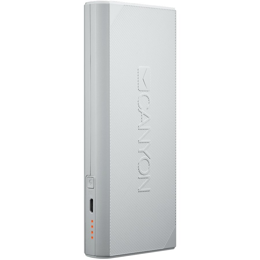 Power bank CANYON CNE-CPBF100W, 10000mAh, Max. output 5V/2.4A, Built-in Lithium-ion battery, White kaina ir informacija | Atsarginiai maitinimo šaltiniai (power bank) | pigu.lt