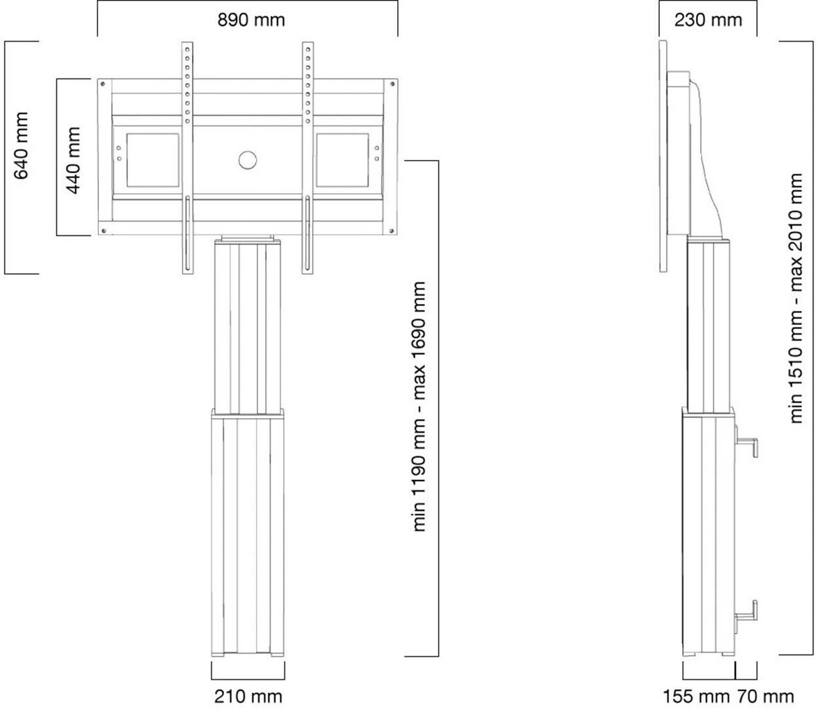 NewStar PLASMA-W2500BLACK 42-100” kaina ir informacija | Televizorių laikikliai, tvirtinimai | pigu.lt