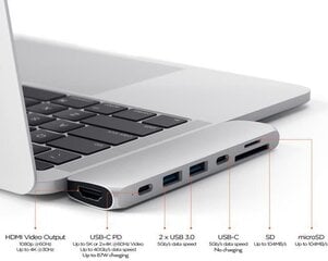 Хаб MacBook Pro USB-C Satechi, ST-CMBPM цена и информация | Адаптеры, USB-разветвители | pigu.lt