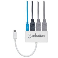 Концентратор USB-C Manhattan USB-C 3.1 Gen1 3x USB-A с USB-C PD. цена и информация | Адаптеры, USB-разветвители | pigu.lt