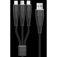 USB кабель Devia Fish 1 3in1 MicroUSB-Lightning-Type-C 1.2, черный цена и информация | Кабели для телефонов | pigu.lt