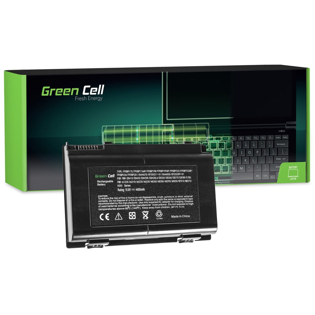 Green Cell Laptop Battery for Fujitsu LifeBook A8280 AH550 E780 E8410 E8420 N7010 NH570 цена и информация | Akumuliatoriai nešiojamiems kompiuteriams | pigu.lt