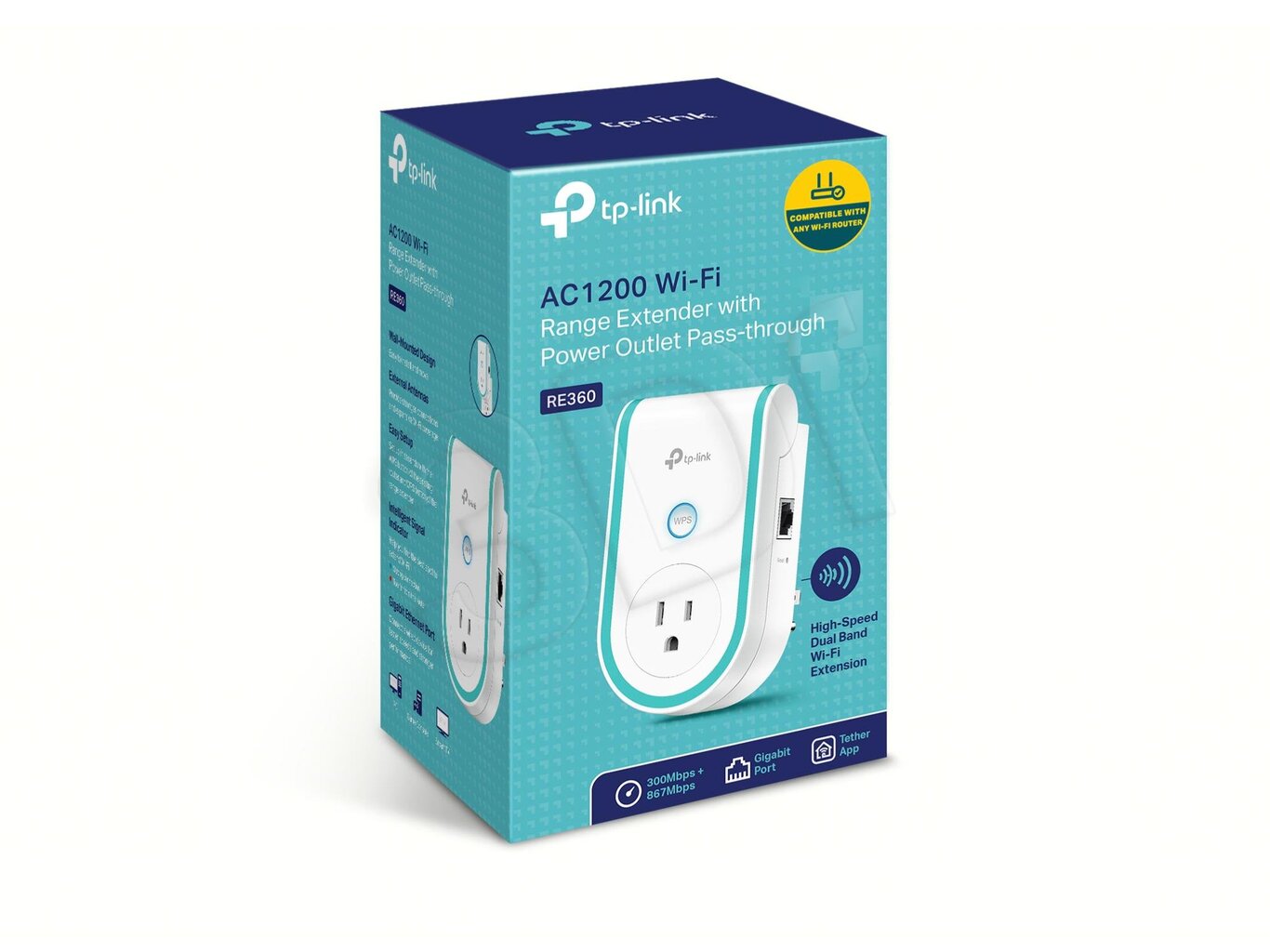 TP-Link RE360 Wireless Range Extender, 802.11ac/a/b/g/n AC1200, Wall Plugged цена и информация | Belaidės prieigos taškai (Access Points) | pigu.lt