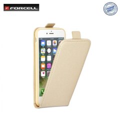 Forcell Flexi Slim Flip Apple iPhone X / iPhone 10 / iPhone XS вертикальная книжка-чехол в силиконовом корпусе Золотистый цена и информация | Чехлы для телефонов | pigu.lt