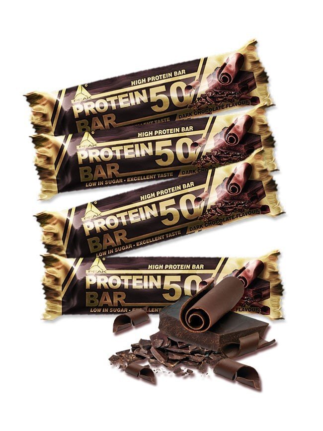 Maisto papildas Batonėlis Peak Protein Bar 50, tamsaus šokolado skonio kaina ir informacija | Batonėliai | pigu.lt