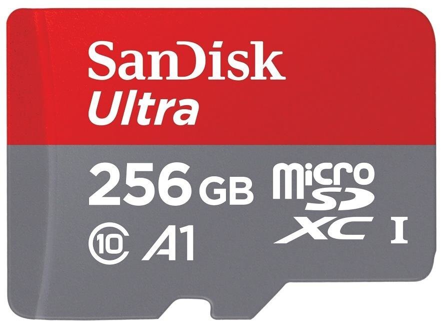 Sandisk 256 GB Ultra Android microSDXC + SD Adapter + Memory Zone App 100MB/s A1 Class 10 UHS-I kaina ir informacija | Atminties kortelės telefonams | pigu.lt
