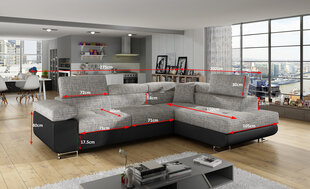Мягкий угловой диван NORE Anton, черный/серый цена и информация | Угловые диваны | pigu.lt