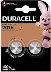 Батарея Литиевая CR2016 3V DURACELL 2 шт. В упаковке цена и информация | Аккумуляторы для фотоаппаратов | pigu.lt