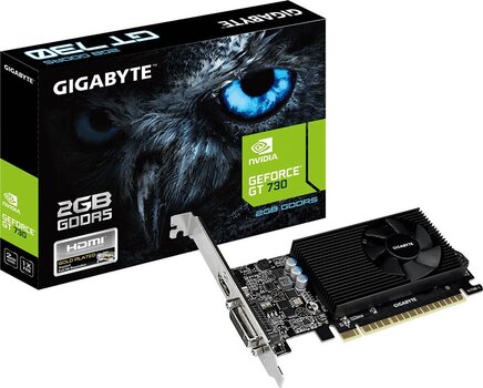 Gigabyte GeForce GT 730 2 ГБ GDDR5 (64 бит), DVI-I, HDMI, BOX (GV-N730D5-2GL) цена и информация | Видеокарты (GPU) | pigu.lt