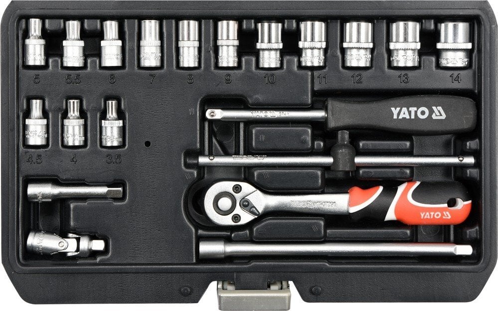 Įrankių rinkinys 20 vnt. 1/4" CrV Yato YT-14491 цена и информация | Mechaniniai įrankiai | pigu.lt