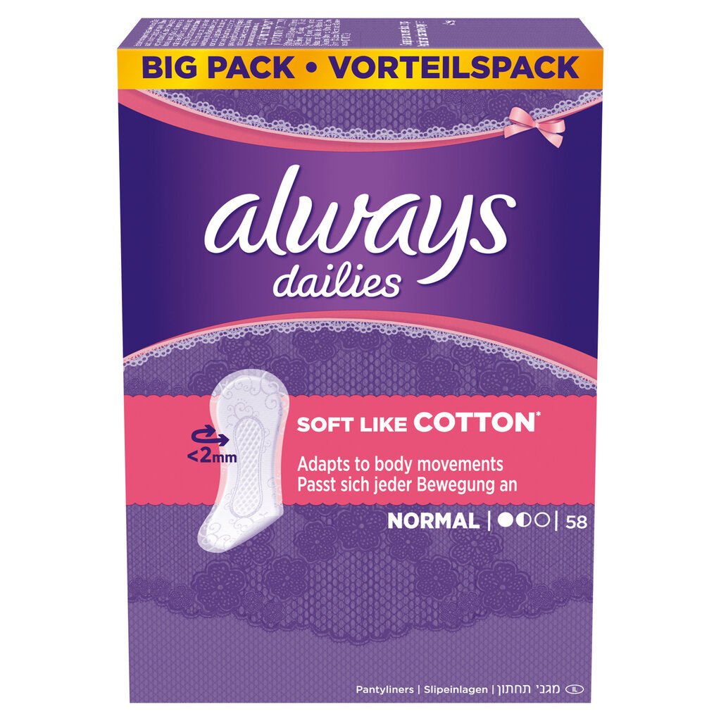 Higieniniai įklotai Always Soft & Cotion 58 vnt. цена и информация | Tamponai, higieniniai paketai, įklotai | pigu.lt