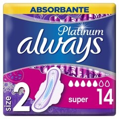 Higieniniai paketai Always Platinum Super 14 vnt kaina ir informacija | Tamponai, higieniniai paketai, įklotai | pigu.lt