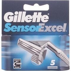 Бритвенные головки Gillette Sensor Excel 5 шт цена и информация | Косметика и средства для бритья | pigu.lt