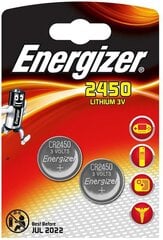 Литиевый аккумулятор ENERGIZER CR2450 3V B2, 620 мАч (диаметр 24,5 мм x 3 мм) цена и информация | Батарейки | pigu.lt