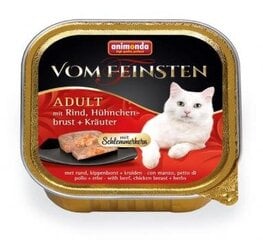 Animonda Vom Feinsten Schlemmerkern konservuotas kačių pašaras su jautiena, vištienos krūtinėle ir žolelėmis, 100 g kaina ir informacija | Konservai katėms | pigu.lt