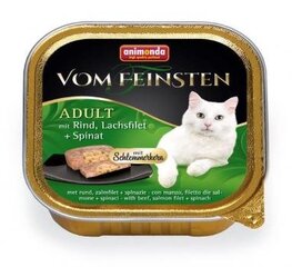 Animonda Vom Feinsten Schlemmerkern konservuotas kačių pašaras su jautiena, lašišos file ir špinatais, 100 g kaina ir informacija | Konservai katėms | pigu.lt