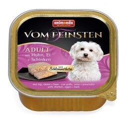 Animonda Vom Feinsten Schlemmerkern konservuotas šunų pašaras su vištiena, kiaušiniais ir kumpiu, 150 g kaina ir informacija | Konservai šunims | pigu.lt