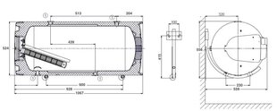 Комбинированный водонагреватель Dražice OKCV 125 l., горизонтальный цена и информация | Водные обогреватели | pigu.lt