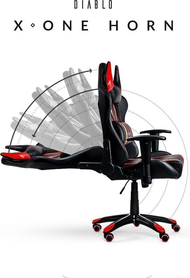 Žaidimų kėdė Diablo X-One Horn, juoda/raudona цена и информация | Biuro kėdės | pigu.lt
