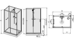Душевая кабина Sanplast Classic II kpl-KCD2/CLII 90-120s цена и информация | Душевые кабины | pigu.lt