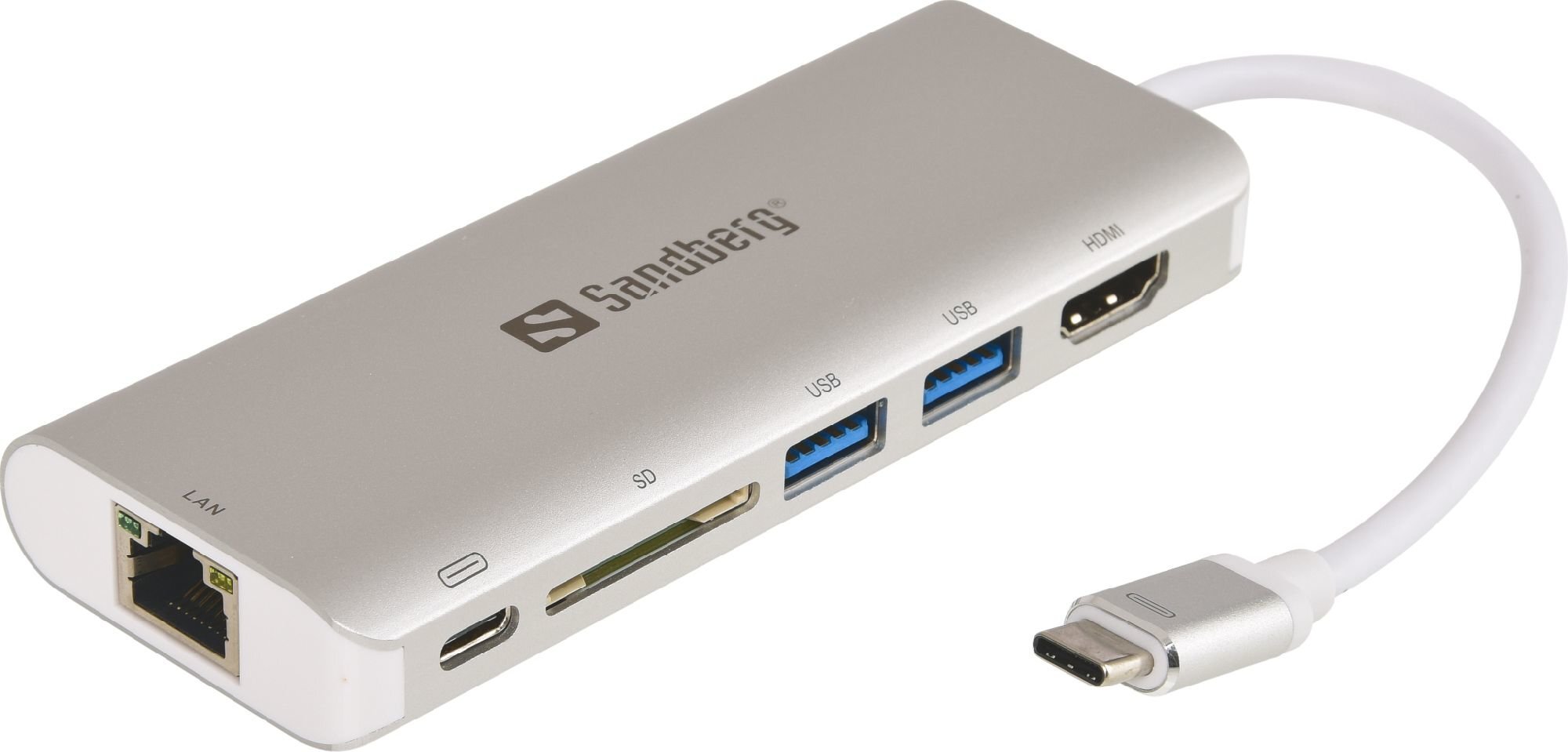 Sandberg 136-18, USB-C/USB-A/HDMI/RJ45 kaina ir informacija | Adapteriai, USB šakotuvai | pigu.lt