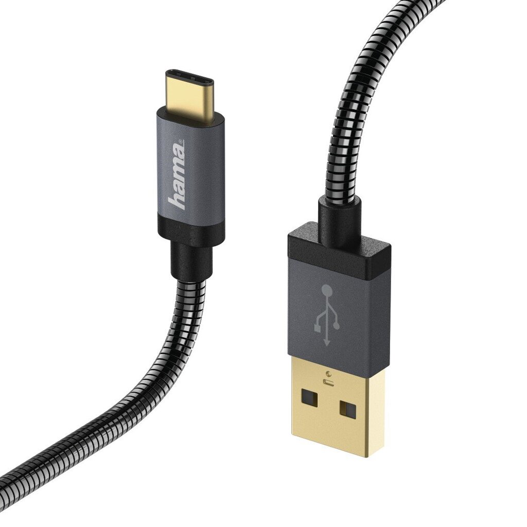 Laidas Hama Metal USB Type-C, 1.5 m, juodas kaina ir informacija | Laidai telefonams | pigu.lt