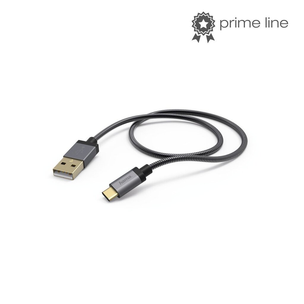 Laidas Hama Metal USB Type-C, 1.5 m, juodas kaina ir informacija | Laidai telefonams | pigu.lt