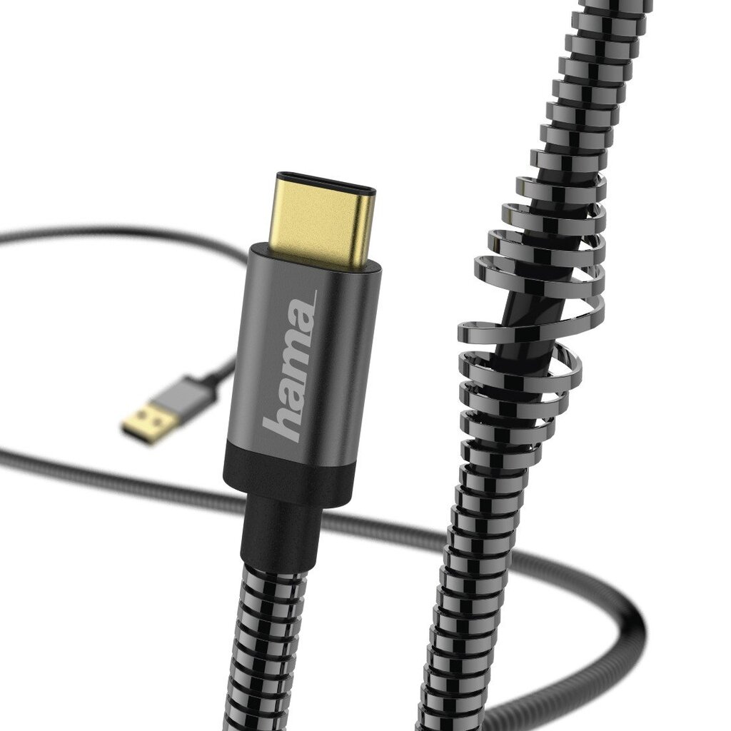 Laidas Hama Metal USB Type-C, 1.5 m, juodas kaina ir informacija | Laidai telefonams | pigu.lt