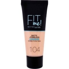 Maybelline Жидкая тональная основа FIT ME Matte 104 Soft Ivory, 30мл цена и информация | Пудры, базы под макияж | pigu.lt