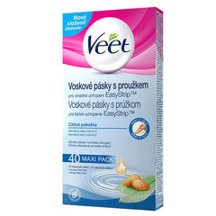 Восковые полоски для чувствительной кожи Veet Cold Wax Tapes for Sensitive Skin, 40 шт цена и информация | Средства для депиляции | pigu.lt