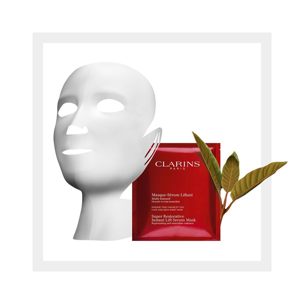 Jauninamoji lakštinė veido ir kaklo kaukė Clarins Super Restorative Instant Lift 5 x 30 ml kaina ir informacija | Veido kaukės, paakių kaukės | pigu.lt