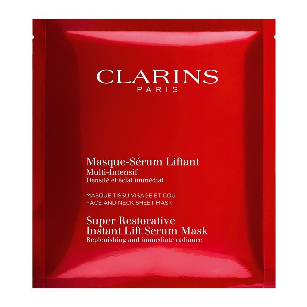 Jauninamoji lakštinė veido ir kaklo kaukė Clarins Super Restorative Instant Lift 5 x 30 ml kaina ir informacija | Veido kaukės, paakių kaukės | pigu.lt