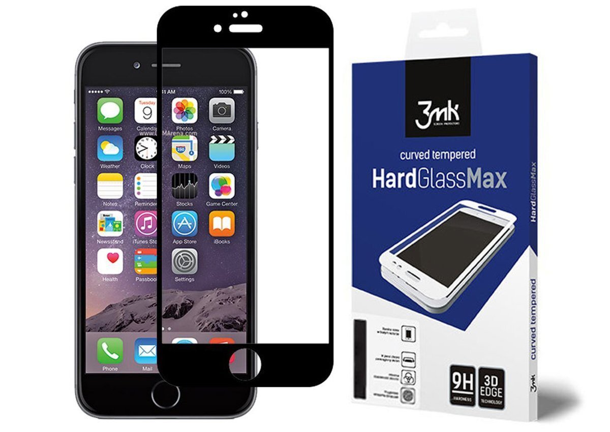 Grūdinto stiklo ekrano apsauga 3MK HardGlass Max, skirta Apple iPhone 8 Plus telefonui, skaidri/juoda kaina ir informacija | Apsauginės plėvelės telefonams | pigu.lt