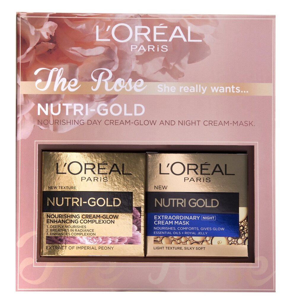 Veido priežiūros rinkinys L'Oreal Paris Nutrigold: naktinis kremas 50 ml + dieninis kremas 50 ml цена и информация | Veido kremai | pigu.lt