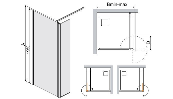 Walk-In dušo kabina Sanplast Prestige III PR2/PR III 140s, matinė graphit kaina ir informacija | Dušo durys ir sienelės | pigu.lt