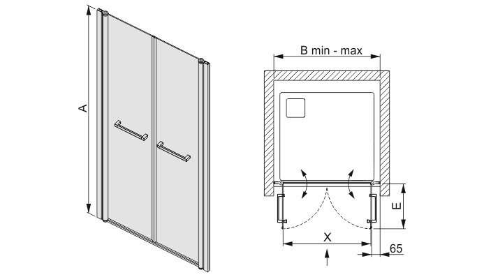 Dušo durys į nišą Sanplast Pristige III DD/PR III 120s, matinė graphit kaina ir informacija | Dušo durys ir sienelės | pigu.lt