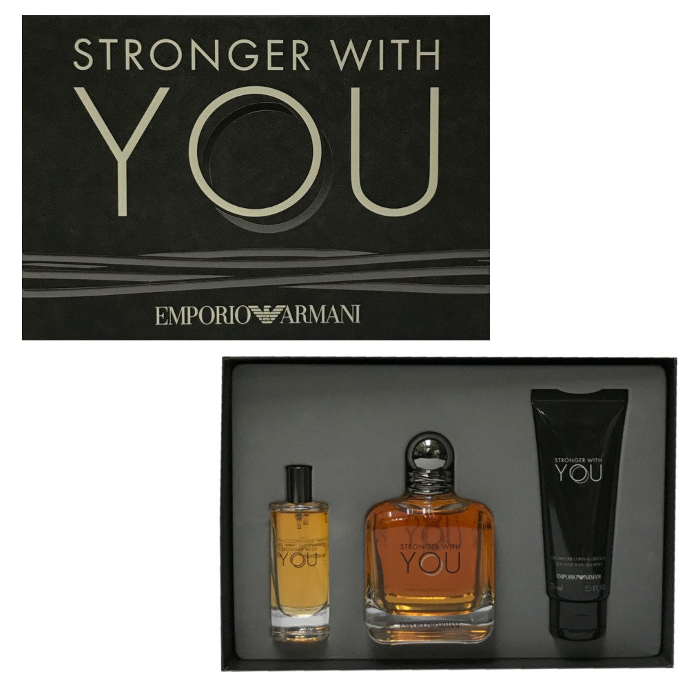 Rinkinys Giorgio Armani Emporio Stronger With You vyrams: EDT 100 ml + dušo želė 75 ml + EDT 15 ml kaina ir informacija | Kvepalai vyrams | pigu.lt